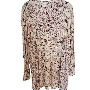Knox Rose Dress S Ivory Pink Floral Print Festival Boho Fairy Babydoll Oversize